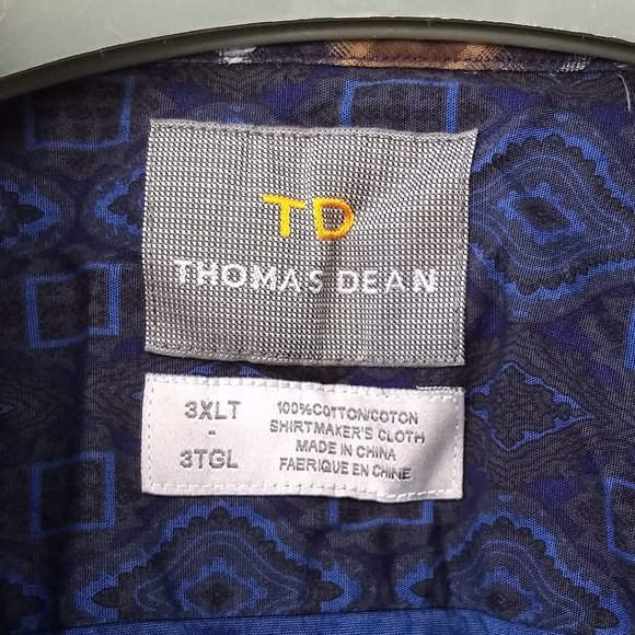 blue geometric diamonds patterned dress shirt - Picture 2 of 10